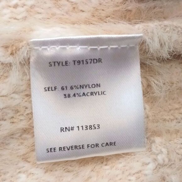 Sugar Lips cream/tan scoop neck drop shoulder eyelash knit chevron print sweater - Picture 10 of 11